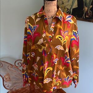 Foxcroft Colorful Floral Button-Up Shirt